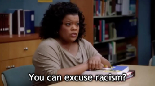 The 'you can excuse racism?' meme from community.